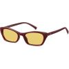 image:imageSOJOS Trendy Cat Eye Polarized Sunglasses for Women Men Retro 90s Y2K Small Thin Rectangle Sunnies SJ2670Dark RedYellow Tint