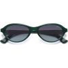 image:imageSOJOS Trendy Oval Polarized Sunglasses for Women Retro Cateye Chic Shades Sunnies SJ2653Green Frame Grey Grading Lens