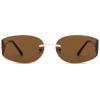image:imageSOJOS Trendy Oval Sunglasses for WomenFashion Rimless Metal Sun Glasses Y2K Style UV400 Protected SJ1271Brown