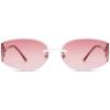 image:imageSOJOS Trendy Oval Sunglasses for WomenFashion Rimless Metal Sun Glasses Y2K Style UV400 Protected SJ1271Burgundy