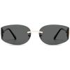 image:imageSOJOS Trendy Oval Sunglasses for WomenFashion Rimless Metal Sun Glasses Y2K Style UV400 Protected SJ1271Grey