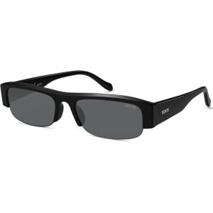 image:imageSOJOS Retro Rectangle Sunglasses for Women Trendy Y2K Chic 90s Shades Lightweight Sunnies SJ2671Black Frame Grey Lens