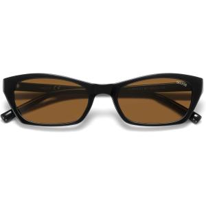 image:imageSOJOS Trendy Cat Eye Polarized Sunglasses for Women Men Retro 90s Y2K Small Thin Rectangle Sunnies SJ2670BlackBrown