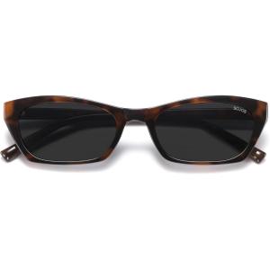 image:imageSOJOS Trendy Cat Eye Polarized Sunglasses for Women Men Retro 90s Y2K Small Thin Rectangle Sunnies SJ2670Dark TortoiseGrey