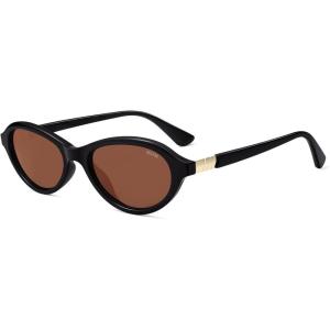 image:imageSOJOS Trendy Oval Polarized Sunglasses for Women Retro Cateye Chic Shades Sunnies SJ2653Black Frame Dark Red Lens