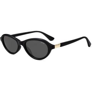 image:imageSOJOS Trendy Oval Polarized Sunglasses for Women Retro Cateye Chic Shades Sunnies SJ2653Black Frame Grey Lens