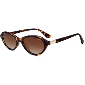 image:imageSOJOS Trendy Oval Polarized Sunglasses for Women Retro Cateye Chic Shades Sunnies SJ2653Tortoise Frame Brown Grading Lens