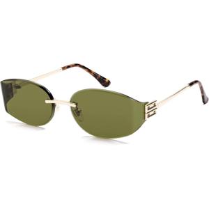 image:imageSOJOS Trendy Oval Sunglasses for WomenFashion Rimless Metal Sun Glasses Y2K Style UV400 Protected SJ1271Green