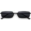 image:imageSOJOS Rectangle Polarized Sunglasses for Women men Wide Flat Lenses UV400 Protection Vintage ShadesBlackGrey