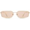 image:imageSOJOS Rectangle Polarized Sunglasses for Women men Wide Flat Lenses UV400 Protection Vintage ShadesGoldLight Brown
