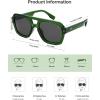 image:imageSOJOS Retro Thick Polarized Aviator Sunglasses for Women Men Large Trendy Bold Square Pilot Shades SJ2385GreenGrey