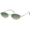 image:imageSOJOS Trendy Oval Cat Eye Sunglasses for Women Chic 80s 90s Retro Small Narrow Sunnies SJ1287Matt SilverLight Green