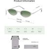 image:imageSOJOS Trendy Oval Cat Eye Sunglasses for Women Chic 80s 90s Retro Small Narrow Sunnies SJ1287Matt SilverLight Green