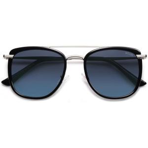 image:imageSOJOS Retro Aviator Square Polarized Sunglasses For Women MenVintage Womens Sun Glasses Shades UV400 SJ2180BlackBlue Grading