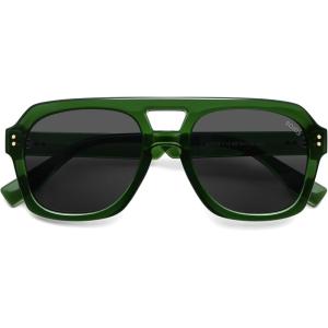 image:imageSOJOS Retro Thick Polarized Aviator Sunglasses for Women Men Large Trendy Bold Square Pilot Shades SJ2385GreenGrey