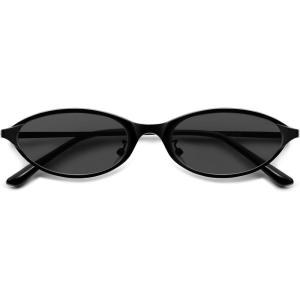 image:imageSOJOS Trendy Oval Cat Eye Sunglasses for Women Chic 80s 90s Retro Small Narrow Sunnies SJ1287Matt BlackGrey