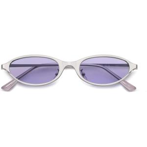 image:imageSOJOS Trendy Oval Cat Eye Sunglasses for Women Chic 80s 90s Retro Small Narrow Sunnies SJ1287Matt SilverLight Purple