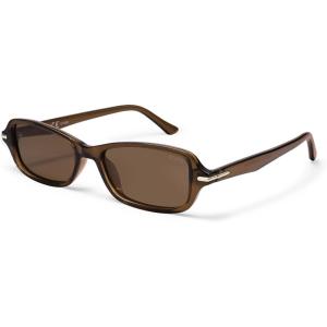 image:imageSOJOS Trendy Polarized Petite Rectangle Sunglasses Womens Mens Retro Skinny 90s Y2K Thin Shades SJ2376Transparent Brown