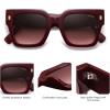 image:imageSOJOS Vintage Oversized Square Sunglasses for WomenRetro Womens Luxury Big Large Sun Glasses UV400 SJ2194Wine FrameRed Grading Lens