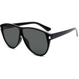 image:imageSOJOS Trendy Oversized Sunglasses for WomenRetro Big Large Shades Sun Glasses SJ2708Black Frame Grey Lens