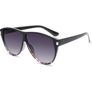 image:imageSOJOS Trendy Oversized Sunglasses for WomenRetro Big Large Shades Sun Glasses SJ2708Black Grading Grey Pattern Frame Grey Grading Lens