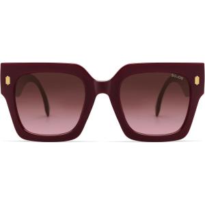 image:imageSOJOS Vintage Oversized Square Sunglasses for WomenRetro Womens Luxury Big Large Sun Glasses UV400 SJ2194Wine FrameRed Grading Lens