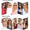 image:imageSOJOS Retro Vintage Round Polarized Sunglasses for Women Men Small Double Bridge Circle Sunnies SJ1104Shiny GoldBlue