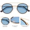 image:imageSOJOS Retro Vintage Round Polarized Sunglasses for Women Men Small Double Bridge Circle Sunnies SJ1104Shiny GoldBlue
