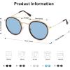 image:imageSOJOS Retro Vintage Round Polarized Sunglasses for Women Men Small Double Bridge Circle Sunnies SJ1104Shiny GoldBlue
