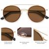 image:imageSOJOS Retro Vintage Round Polarized Sunglasses for Women Men Small Double Bridge Circle Sunnies SJ1104Shiny GoldDark Brown