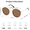 image:imageSOJOS Retro Vintage Round Polarized Sunglasses for Women Men Small Double Bridge Circle Sunnies SJ1104Shiny GoldDark Brown