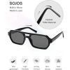 image:imageSOJOS Trendy TR90 Polarized Aviator Sunglasses for Women MenRetro Rectangle Shades Sun Glasses SJ2683Black Frame Grey Lens