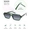 image:imageSOJOS Trendy TR90 Polarized Aviator Sunglasses for Women MenRetro Rectangle Shades Sun Glasses SJ2683Green Frame Grey Grading Lens