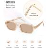 image:imageSOJOS Trendy TR90 Polarized Aviator Sunglasses for Women MenRetro Rectangle Shades Sun Glasses SJ2683Light Brown Frame Brown Lens