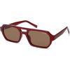 image:imageSOJOS Trendy TR90 Polarized Aviator Sunglasses for Women MenRetro Rectangle Shades Sun Glasses SJ2683Red Frame Brown Lens