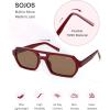image:imageSOJOS Trendy TR90 Polarized Aviator Sunglasses for Women MenRetro Rectangle Shades Sun Glasses SJ2683Red Frame Brown Lens