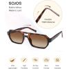 image:imageSOJOS Trendy TR90 Polarized Aviator Sunglasses for Women MenRetro Rectangle Shades Sun Glasses SJ2683Tortoise Frame Brown Grading Lens