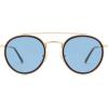 image:imageSOJOS Retro Vintage Round Polarized Sunglasses for Women Men Small Double Bridge Circle Sunnies SJ1104Shiny GoldBlue