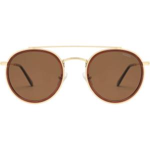 image:imageSOJOS Retro Vintage Round Polarized Sunglasses for Women Men Small Double Bridge Circle Sunnies SJ1104Shiny GoldDark Brown
