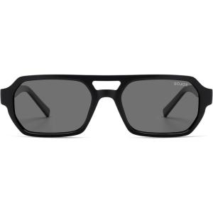 image:imageSOJOS Trendy TR90 Polarized Aviator Sunglasses for Women MenRetro Rectangle Shades Sun Glasses SJ2683Black Frame Grey Lens