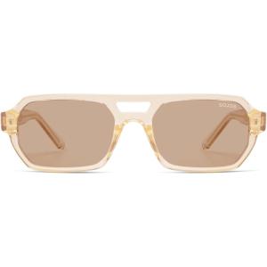 image:imageSOJOS Trendy TR90 Polarized Aviator Sunglasses for Women MenRetro Rectangle Shades Sun Glasses SJ2683Light Brown Frame Brown Lens