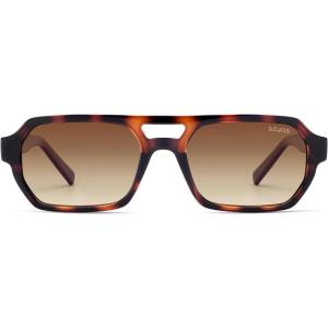 image:imageSOJOS Trendy TR90 Polarized Aviator Sunglasses for Women MenRetro Rectangle Shades Sun Glasses SJ2683Tortoise Frame Brown Grading Lens