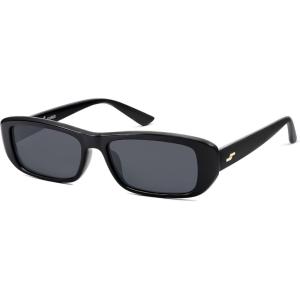 image:imageSOJOS Retro Rectangle Polarized Sunglasses Women Men Trendy Narrow Y2K Rectangular Frame Womens Mens Sun Glasses SJ2351BlackGrey