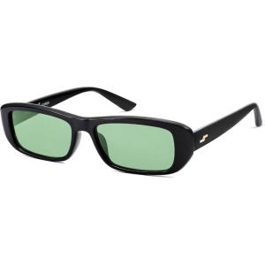 image:imageSOJOS Retro Rectangle Polarized Sunglasses Women Men Trendy Narrow Y2K Rectangular Frame Womens Mens Sun Glasses SJ2351BlackLight Green