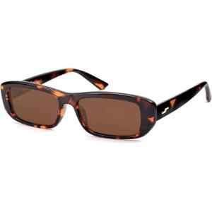 image:imageSOJOS Retro Rectangle Polarized Sunglasses Women Men Trendy Narrow Y2K Rectangular Frame Womens Mens Sun Glasses SJ2351Brown TortoiseBrown