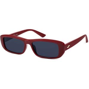 image:imageSOJOS Retro Rectangle Polarized Sunglasses Women Men Trendy Narrow Y2K Rectangular Frame Womens Mens Sun Glasses SJ2351BurgundyDusty Blue