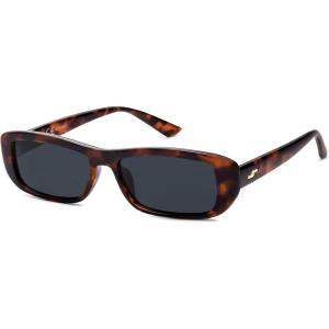 image:imageSOJOS Retro Rectangle Polarized Sunglasses Women Men Trendy Narrow Y2K Rectangular Frame Womens Mens Sun Glasses SJ2351Dark TortoiseGrey