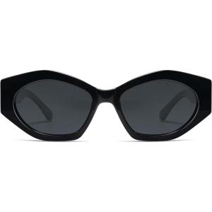 image:imageSOJOS Trendy Hexagonal Polarized Sunglasses for Womens MensRetro Polygon Shades Plastic Frame Sun Glasses SJ2307Black