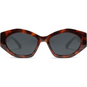 image:imageSOJOS Trendy Hexagonal Polarized Sunglasses for Womens MensRetro Polygon Shades Plastic Frame Sun Glasses SJ2307Brown