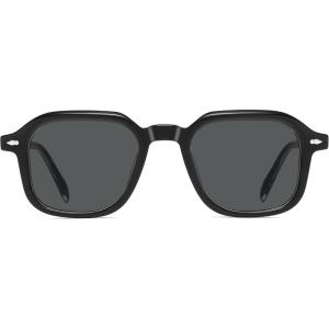 image:imageSOJOS Acetate Square Polarized Sunglasses Women Men Retro Handmade Rectangular Lightweight Sun glasses SJ3121BlackGrey